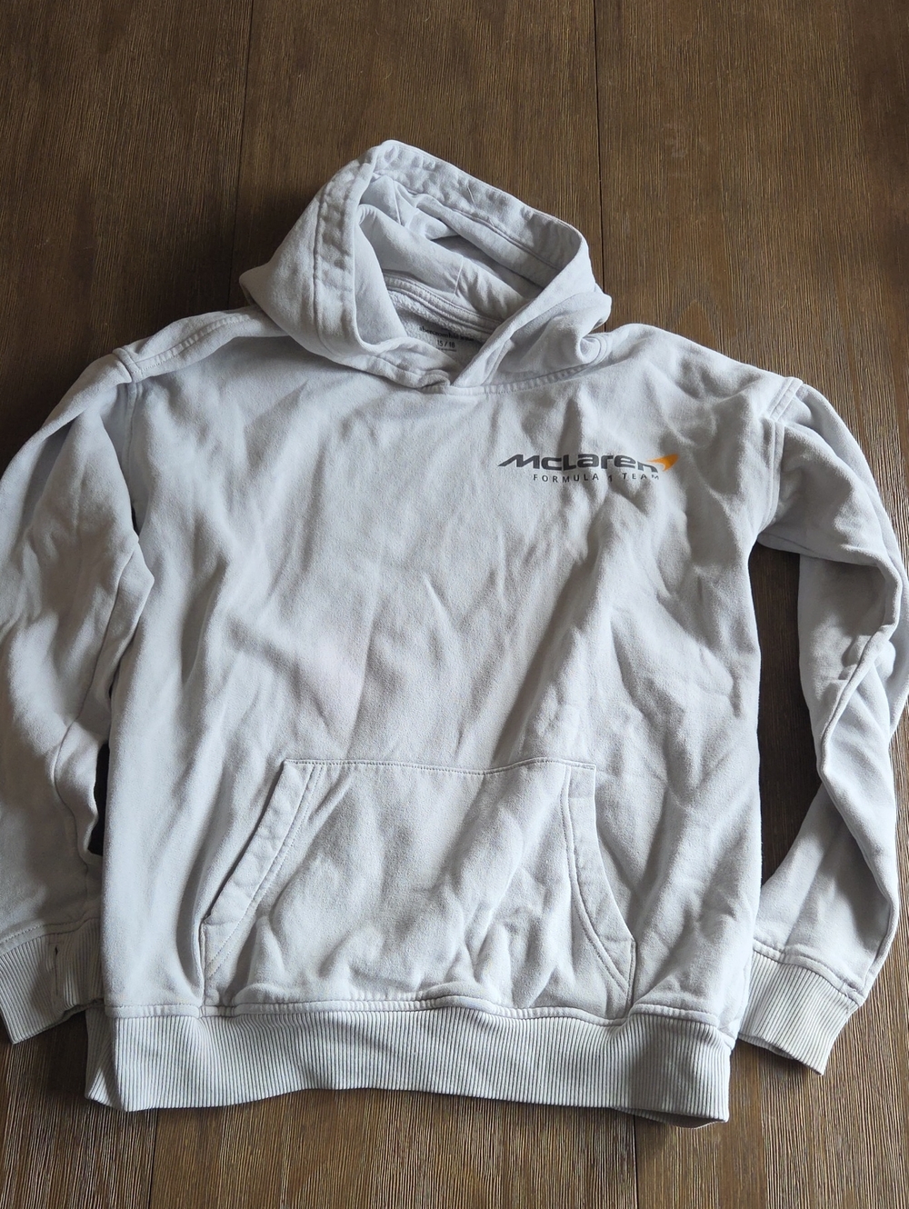 Abercrombie Kids Sz 15 / 16 McLaren Formula 1 Light Gray Pullover Hoodie